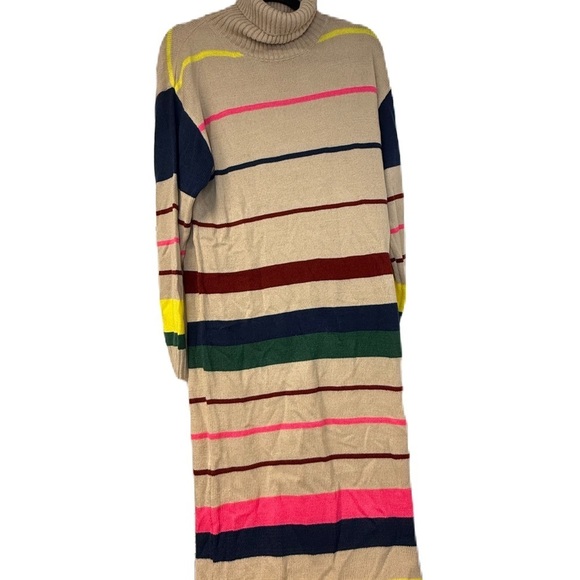 Dresses & Skirts - Colorful Striped Turtleneck Dress Sz M